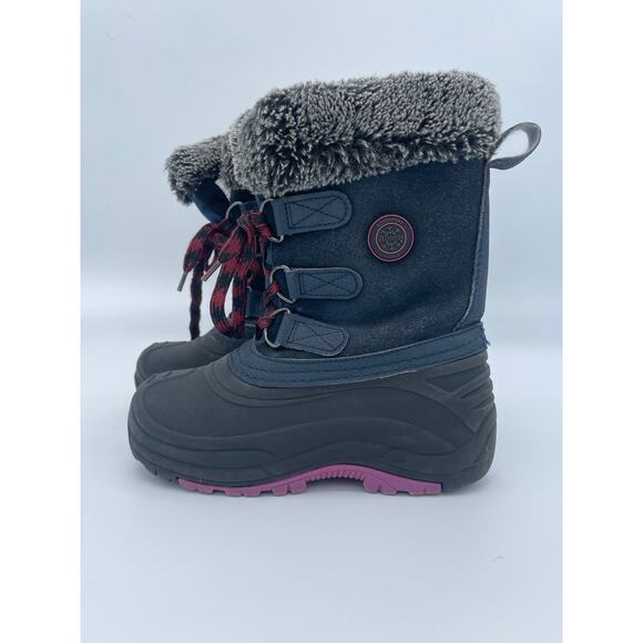 Girls Totes Jessica Winter Snow Boots Sz 1 Pink Waterproof Rubber Faux Fur Lined - Picture 1 of 8